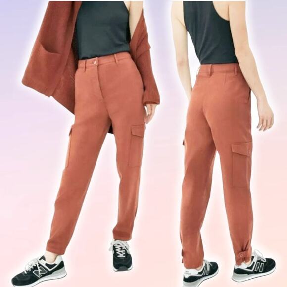 WILFRED FREE Aritzia Pant High Waisted Twill Modern Cargo Pants Sz 00 Rust - Picture 1 of 8